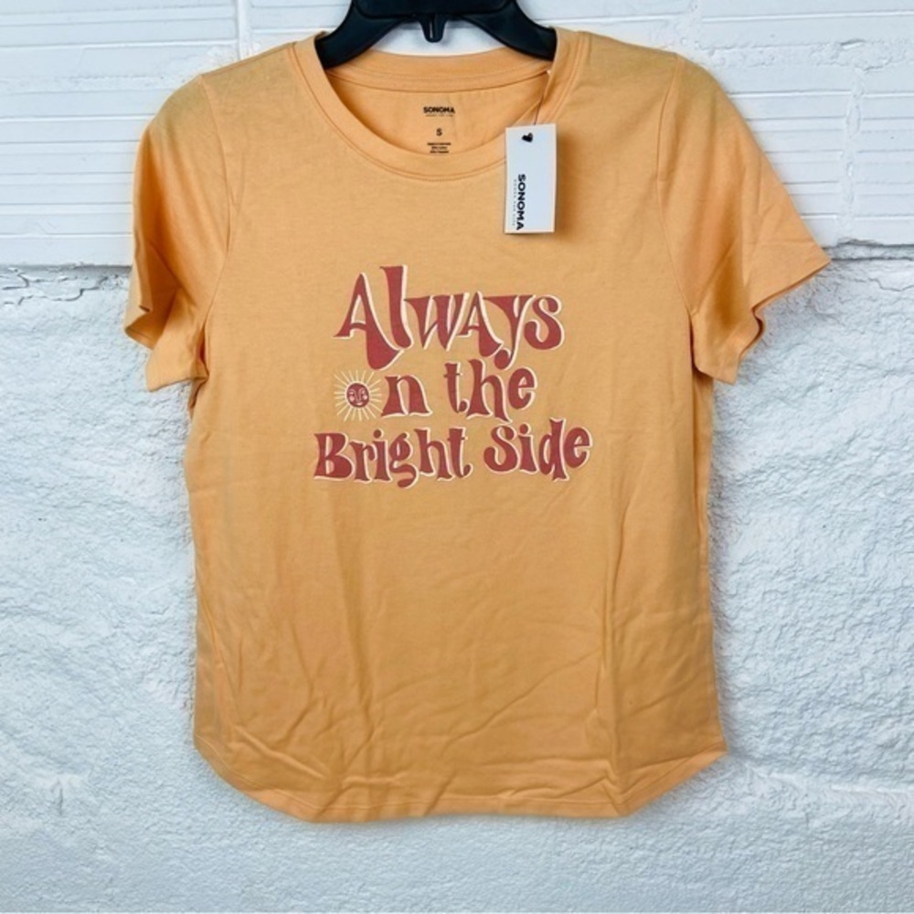 NWT SONOMA orange ALWAYS ON THE BRIGHT SIDE sun short sleeve shirt size small